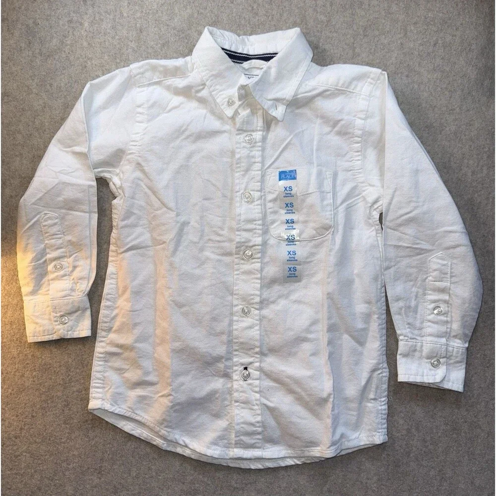 The Children’s Place Boys Size XS White Long Sleeve Button Up NWOT
